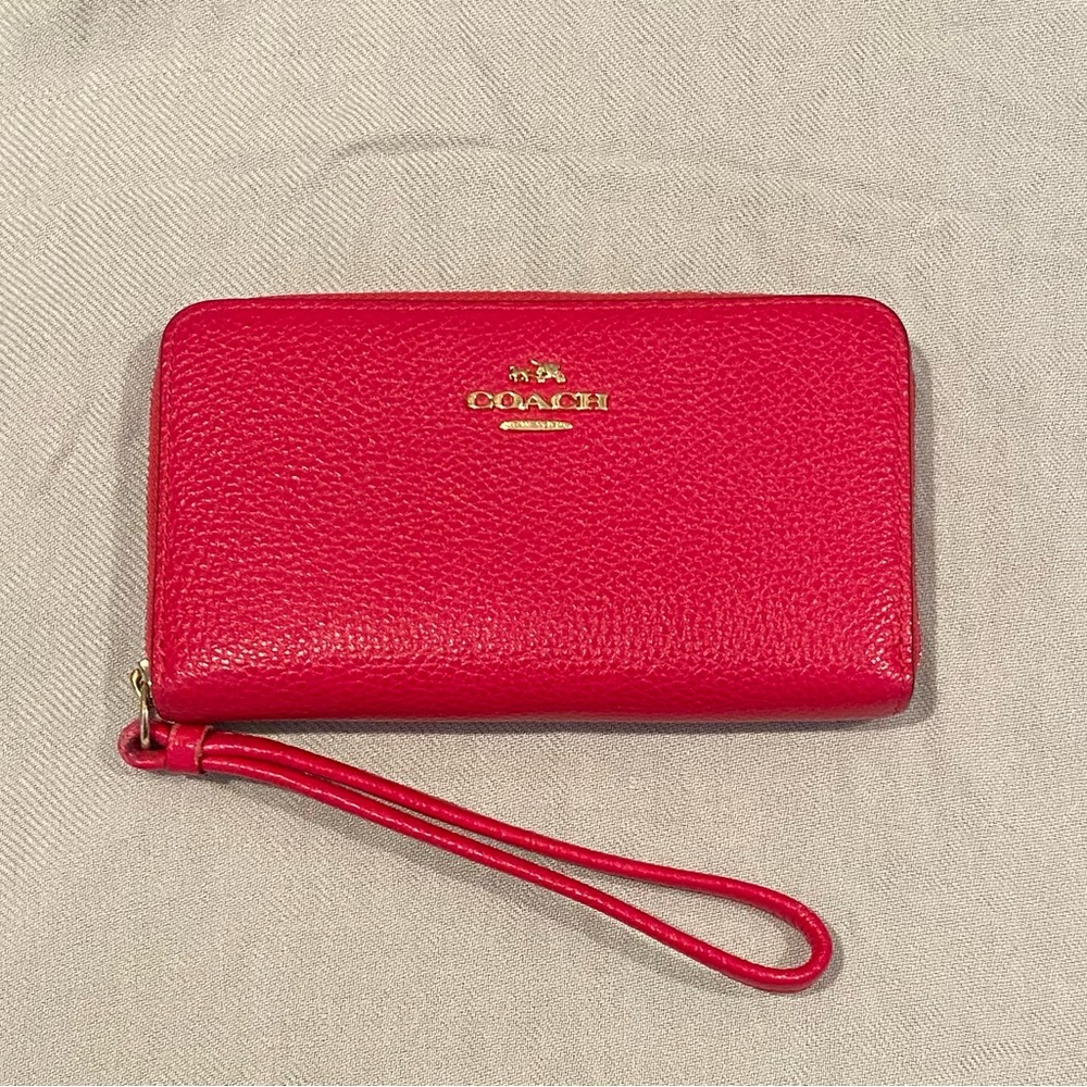 Coach Fuchsia Red/Pink Leather Wristlet